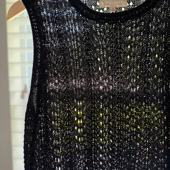 Solitaire Crochet 2 Piece Set Womens Medium Black Maxi Sleeveless Flowy - Picture 7 of 12